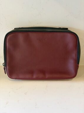 Coach Leather Travel Pouch in Burgundy